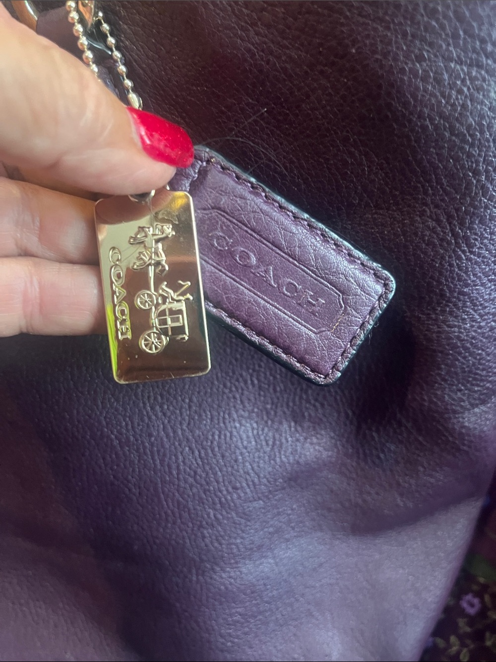 Coach Madison Leather North South Tote in Black Violet - Picture 2 of 14